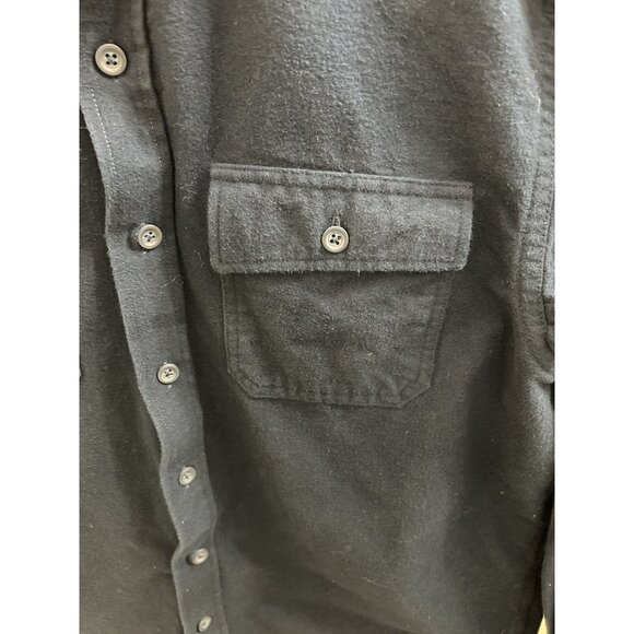 LL Bean Chamois Cloth Mens L Flannel Button Heavy Shirt Cotton Navy Blue 187923 - Picture 4 of 12
